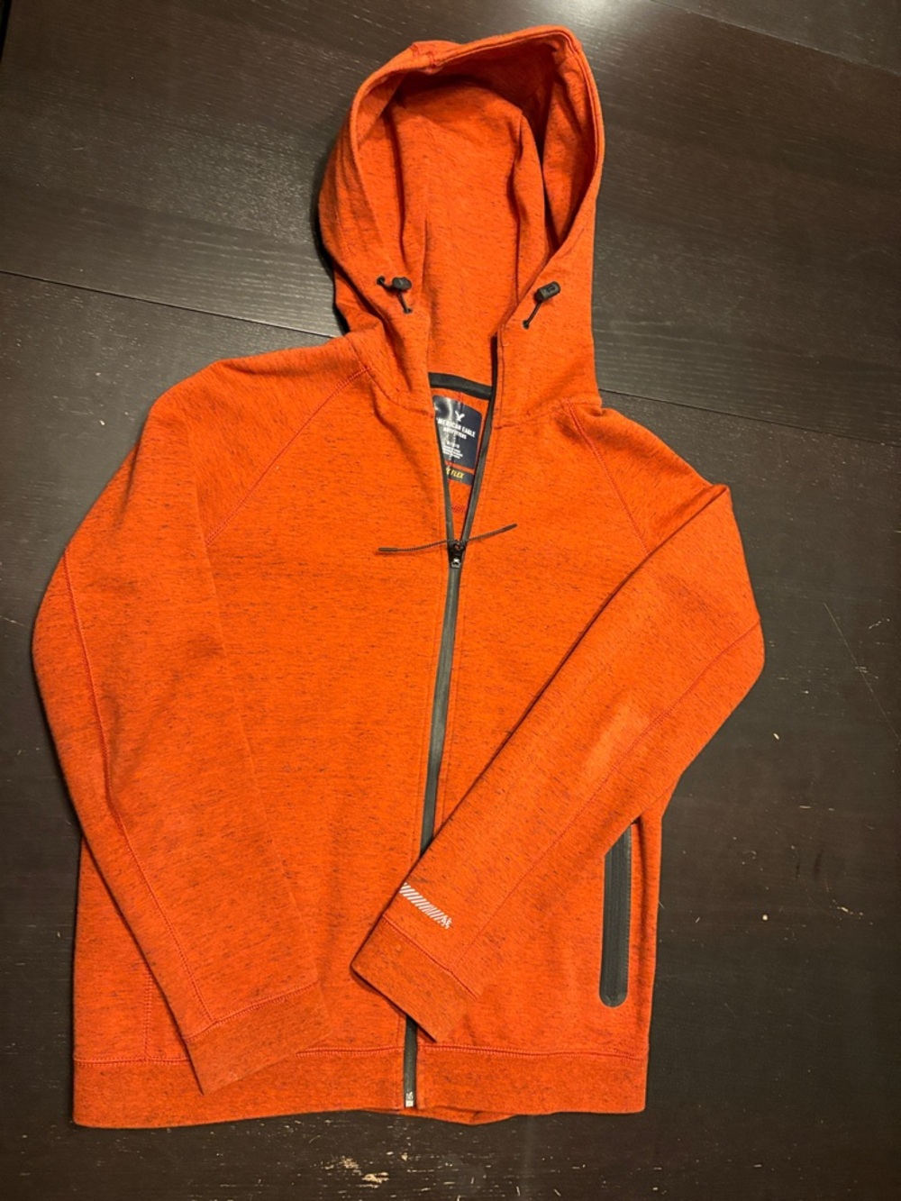 American Eagle Outfitters Orange Hooded Zip-Up Sweatshirt